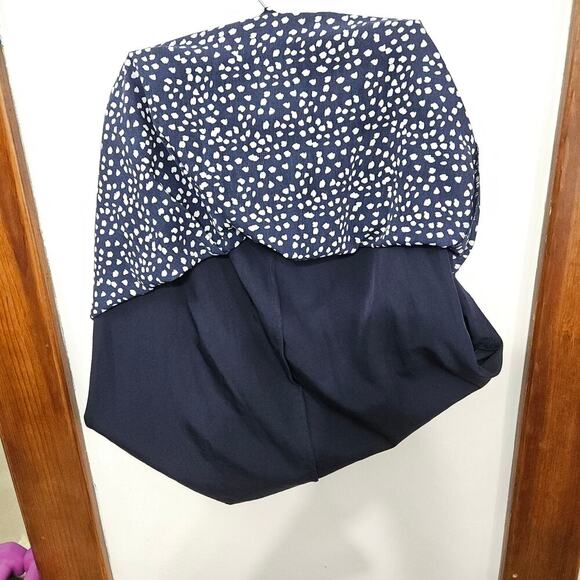 Banana Republic Navy & White Polka Dot Skirt Below the Knee Size 8 Medium - Picture 3 of 7